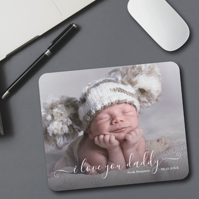 Mousepad Bebê Foto Ama Você Pai (Baby Photo Love You Daddy Mouse Pad)