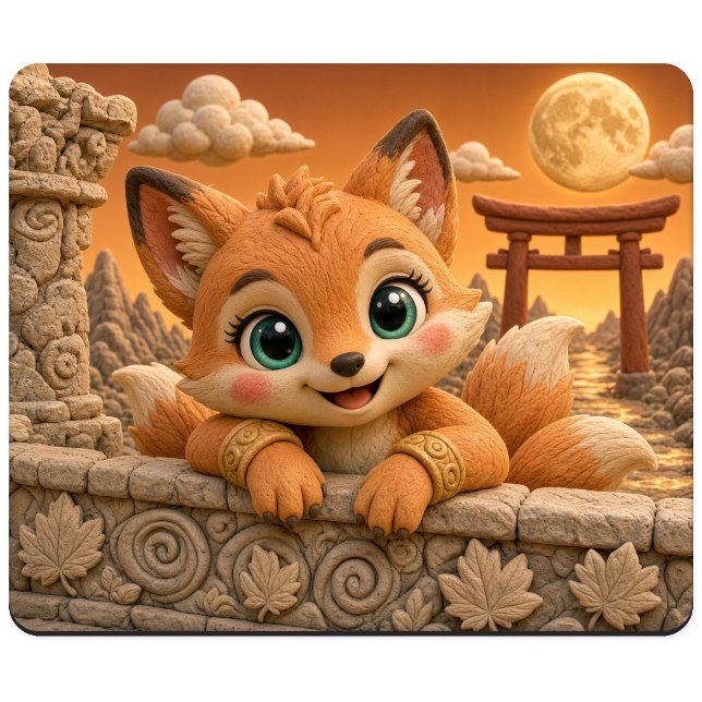 Mousepad Bebê Kitsune Fofo, Mitológico (Criador carregado)