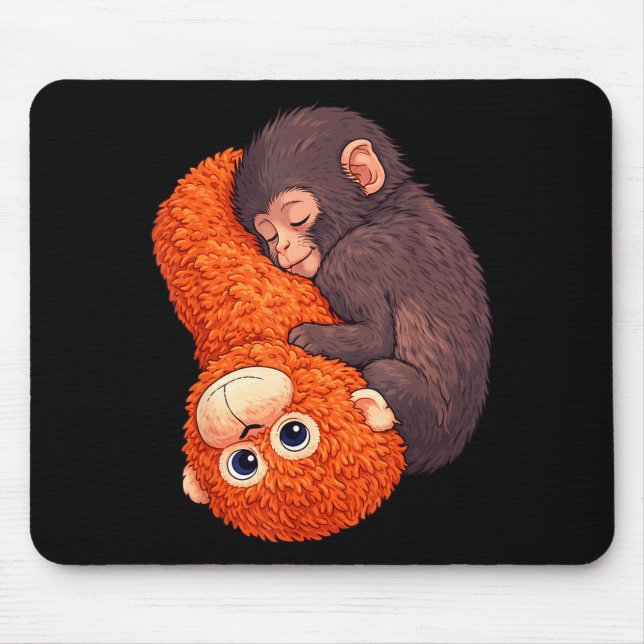 Mousepad Bebê macaco engraçado soco animal fofo homens mulh (Frente)
