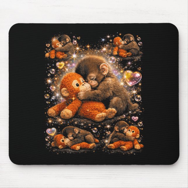 Mousepad Bebê Macaco Fofinho de Pug Pug Fofinho (Frente)