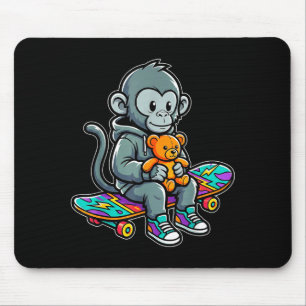Mousepad Bebê macaco fofo soco skatista streetwear urbano