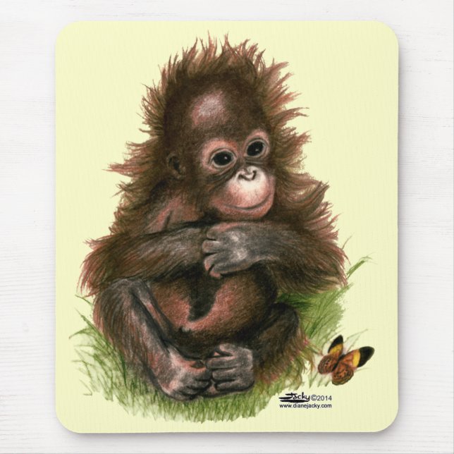 Mousepad Bebê Orangotango e Borboleta (Frente)