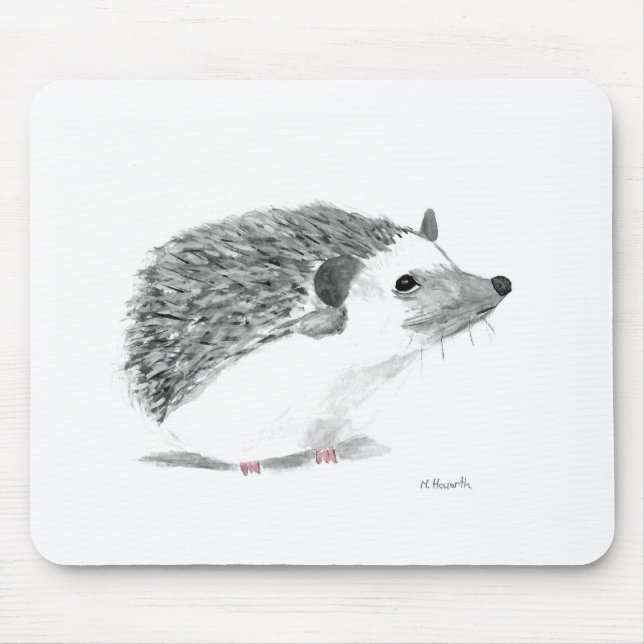 Mousepad Bebê ouriço animal bonitinho Aquarela (Frente)