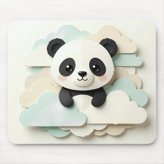 Mousepad Bebê Panda Dobrado | Origami Fofo  (Frente)
