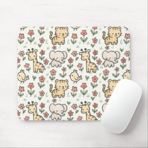 Mousepad Bebê Safari Selvagem Com Flores De Dodle