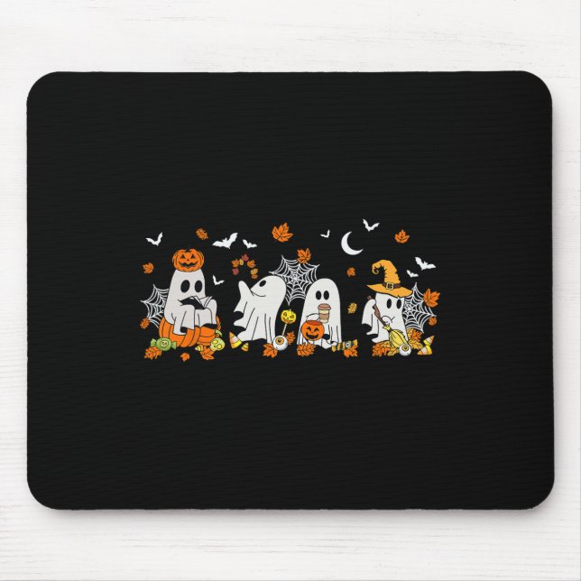 Mousepad Bebendo Fantasma Bonito Café Halloween Queda Ghost (Frente)