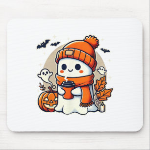 Mousepad Bebendo Fantasma Bonito Café Mulheres no Halloween