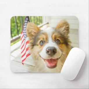 Mousepad Bebês Mais Pobres Corgi Puppy Patriótico