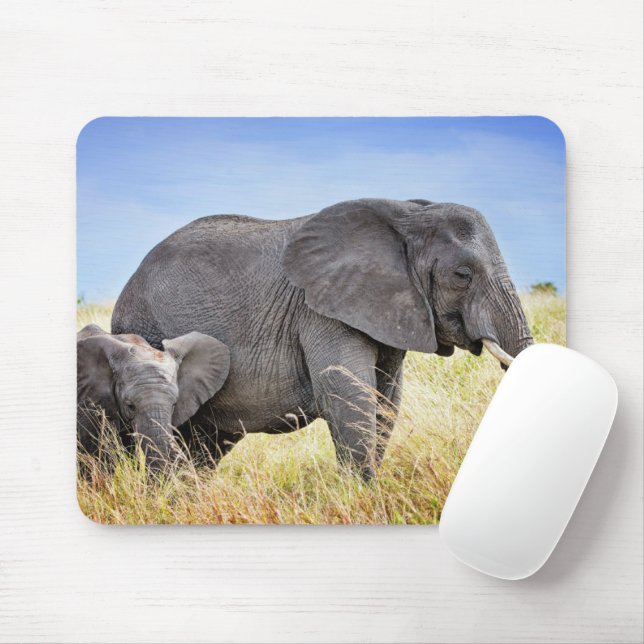 Mousepad Bebês Mais Pobres | Elefante Africano e Mãe (Com mouse)