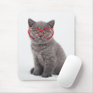 Mousepad Bebês Mais Pobres Óculos de coração de Kitten