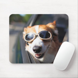 Mousepad Bebês Mais Pobres Óculos de Corgi no carro