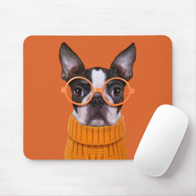 Mousepad Bebês Mais Pobres | Orange Boston Terrier (Com mouse)
