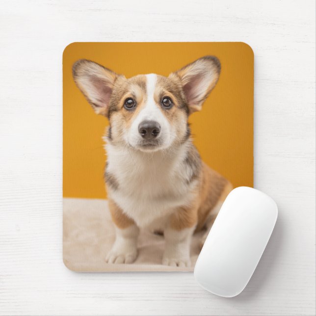 Mousepad Bebês Mais Pobres | Retrato de Corgi em laranja (Com mouse)