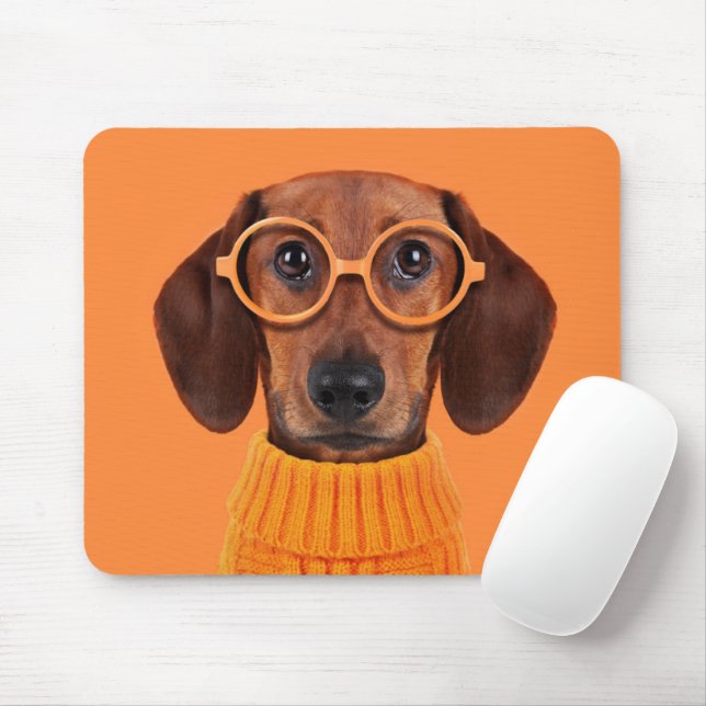 Mousepad Bebês Mais Pobres | Suéter de laranja Dachshund (Com mouse)