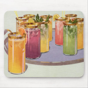Mousepad Bebidas Antigas, Bebidas com Cubos de Gelo em uma 