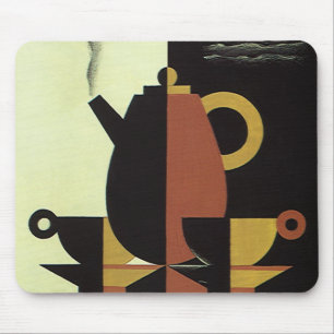 Mousepad Bebidas de Drinks Vintage Cafeteira com Xícaras