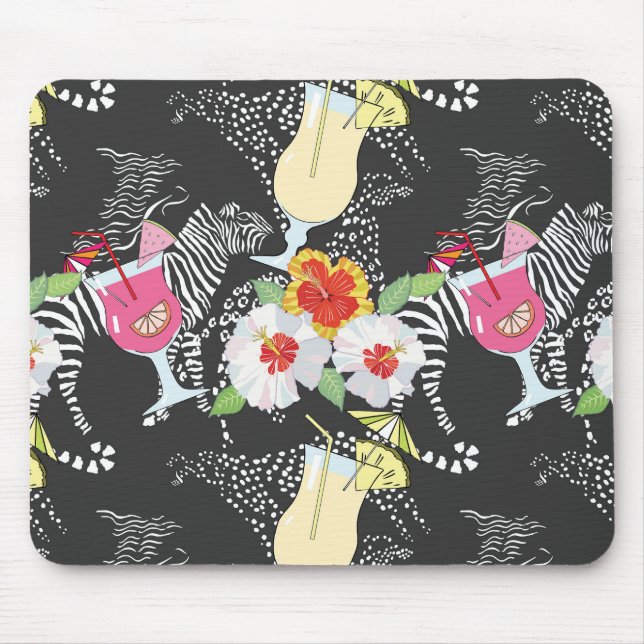 Mousepad Bebidas tropicais com animais (Frente)