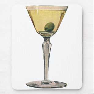 Mousepad Bebidas Vintage, Cocktail de azeitona Martini