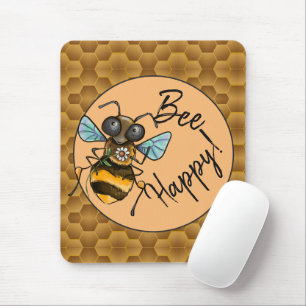 Mousepad Bee Happy! Abelha Mel Bonita