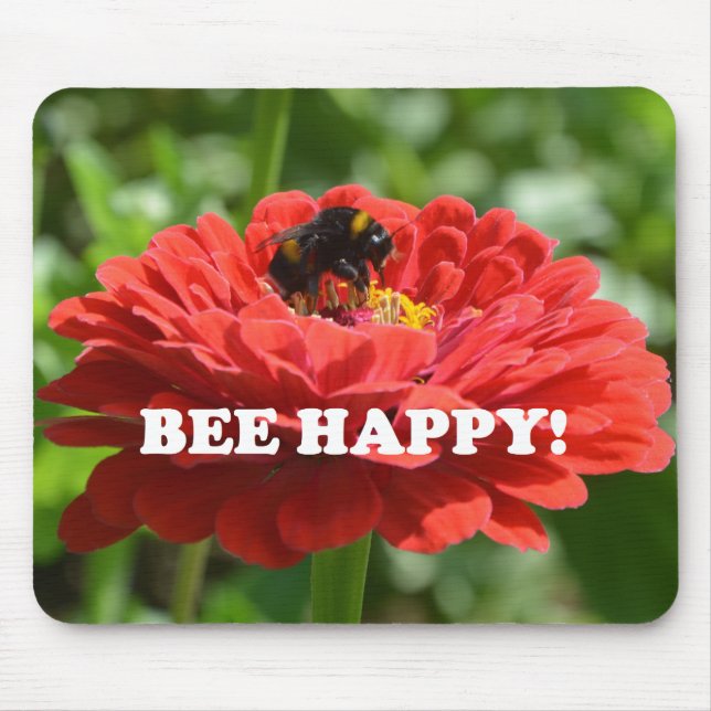 Mousepad Bee Happy Red Flower (Frente)