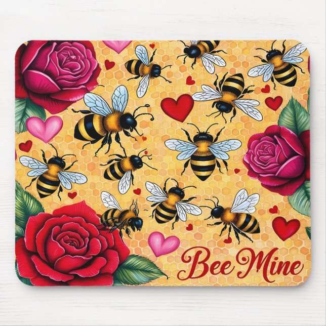 Mousepad Bee Mine Ouro Amor (Frente)