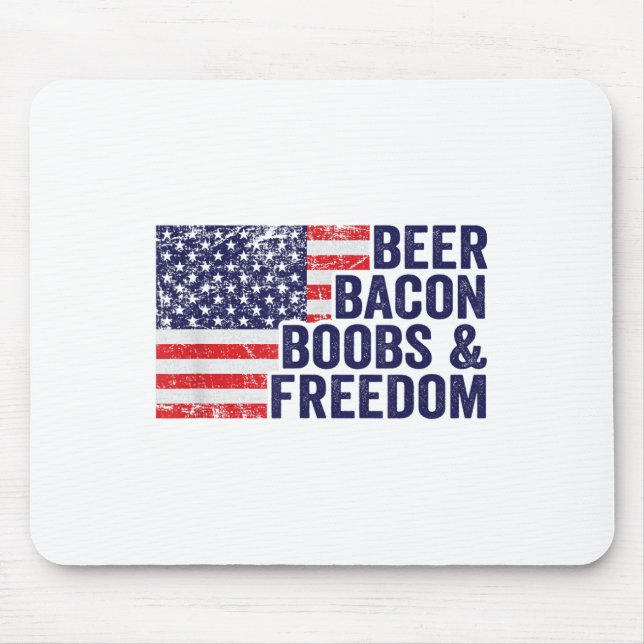 Mousepad Beer Bacon S&amp; Freedom - Engraçado Churrasco De (Frente)