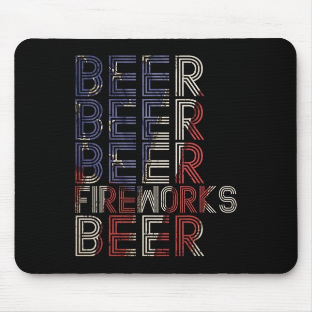 Mousepad Beer Fireworks Retro 4 De Julho Party Parade Drin (Frente)
