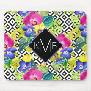 Mousepad Begónia da orquídea e monograma das folhas de