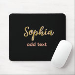 Mousepad beige adicione nome e chefe SMS preto elegante<br><div class="desc">design</div>