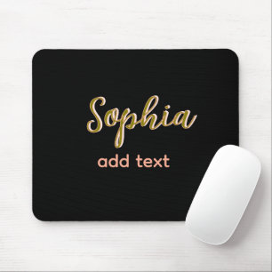 Mousepad beige adicione nome e chefe SMS preto elegante