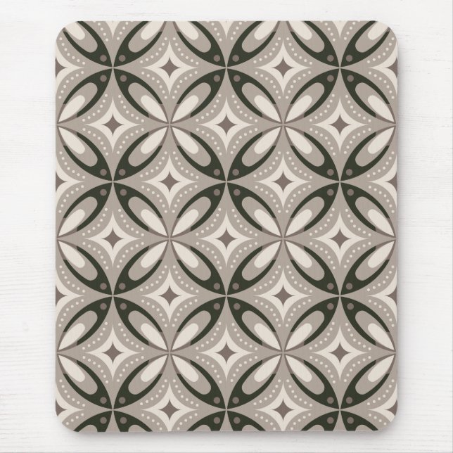 Mousepad Beige and Brown Retro circular shapes (Frente)