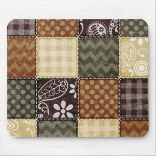 Mousepad Beige, Dark Brown, and Olive Green Quilt look