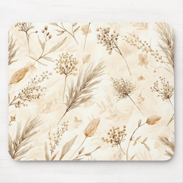 Mousepad Beige Dried Flower Botanical (Frente)