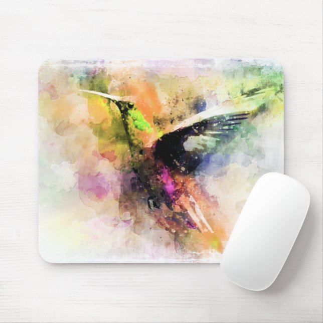 Mousepad Beija-flor aquarela  (Com mouse)
