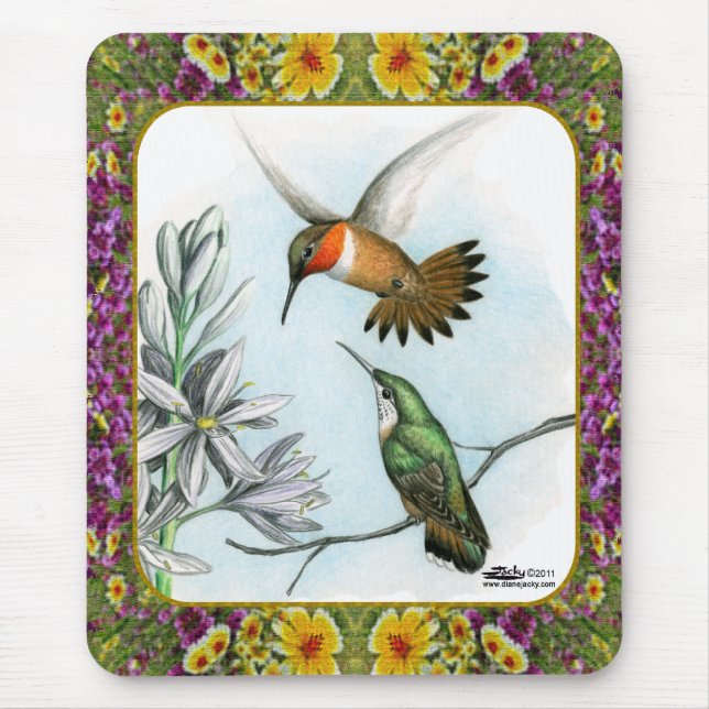Mousepad Beija-flores e Flores #2 (Frente)