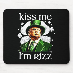 Mousepad Beije-me Sou Rizz Trump Shamrock Dia de São Patríc