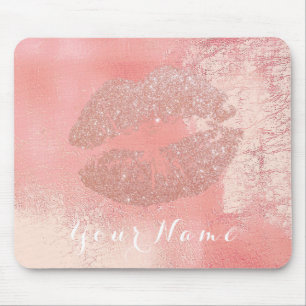Mousepad Beijo conhecido metálico dos lábios da composiç