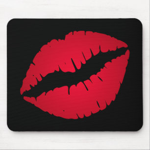Mousepad Beijo de Batom de Ombre Negro e Vermelho