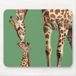 Mousepad Beijo do girafa e da vitela do bebê