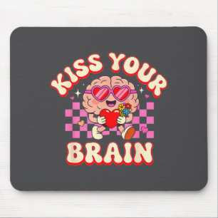 Mousepad Beijo Groovy Seu Cérebro Dia dos Namorados Profess