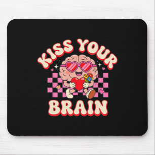 Mousepad Beijo Groovy Seu Cérebro Dia dos Namorados Profess
