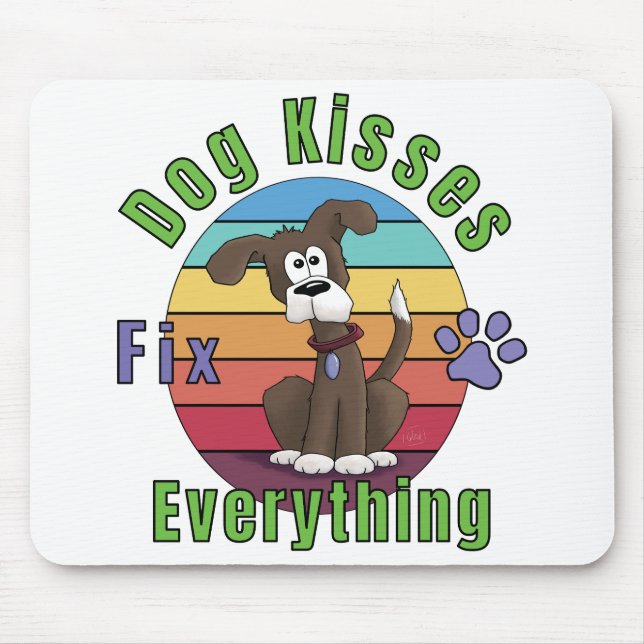 Mousepad Beijos de Cachorro Corrigem Tudo  (Frente)