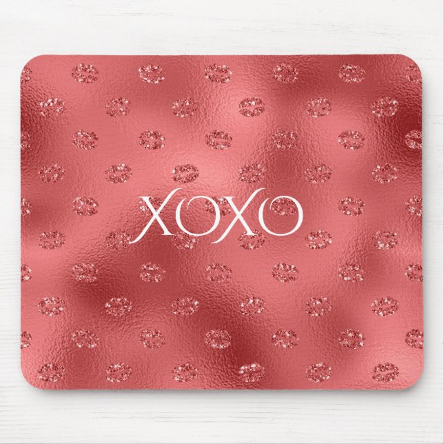 Mousepad Beijos de Lábios Vermelhos XOXO (Frente)