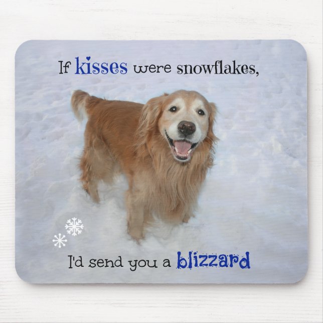 Mousepad Beijos do floco de neve do golden retriever (Frente)