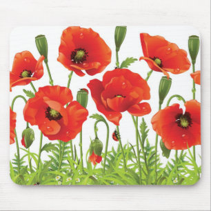 Mousepad Beira horizontal com papoila vermelha