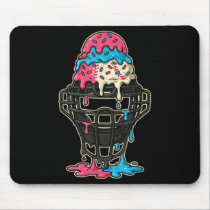 Mousepad Beisebol Capturador de Máscara com Sorvete de Base