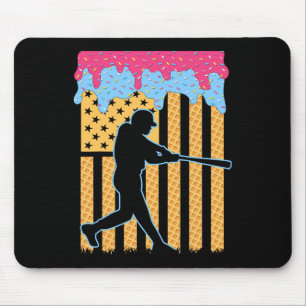Mousepad Beisebol Driblado Boys Sorvete American Flag 4th