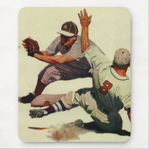 Mousepad Beisebol Esportivo Vintage, Jogador Deslizando par