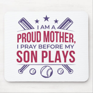 Mousepad Beisebol Ordenado Mãe Eu Rezo Antes Que Meu Filho