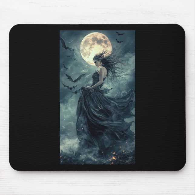 Mousepad Bela Bruxa Fantasia Gótica Vampiro Luar 1 (Frente)